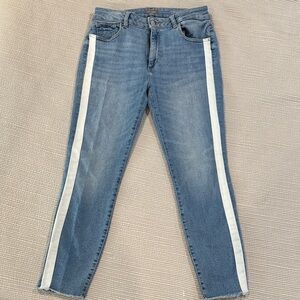 DL1961 Blue Skinny Jeans with White Stripes